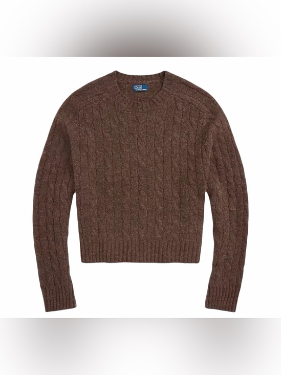 Polo Ralph Lauren Sweaters - Polo Ralph Lauren Brown Cable-Knit Preppy Crewneck Sweater Wool Alpaca Blend S